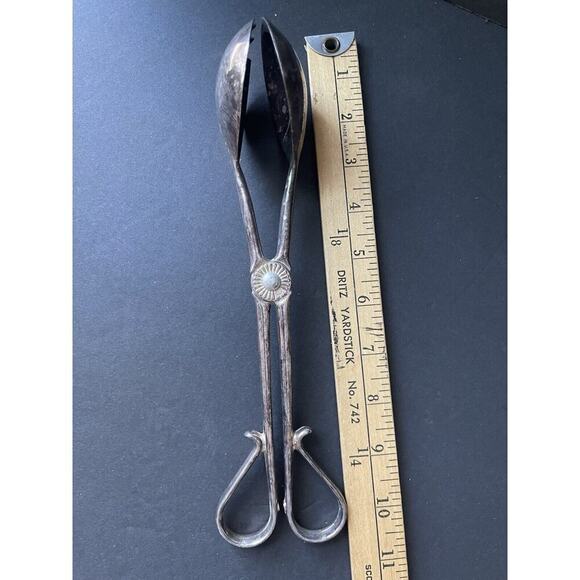 Vintage Silver Plated Serving Tongs Scissor Style Salad Server Servingware - Picture 6 of 6
